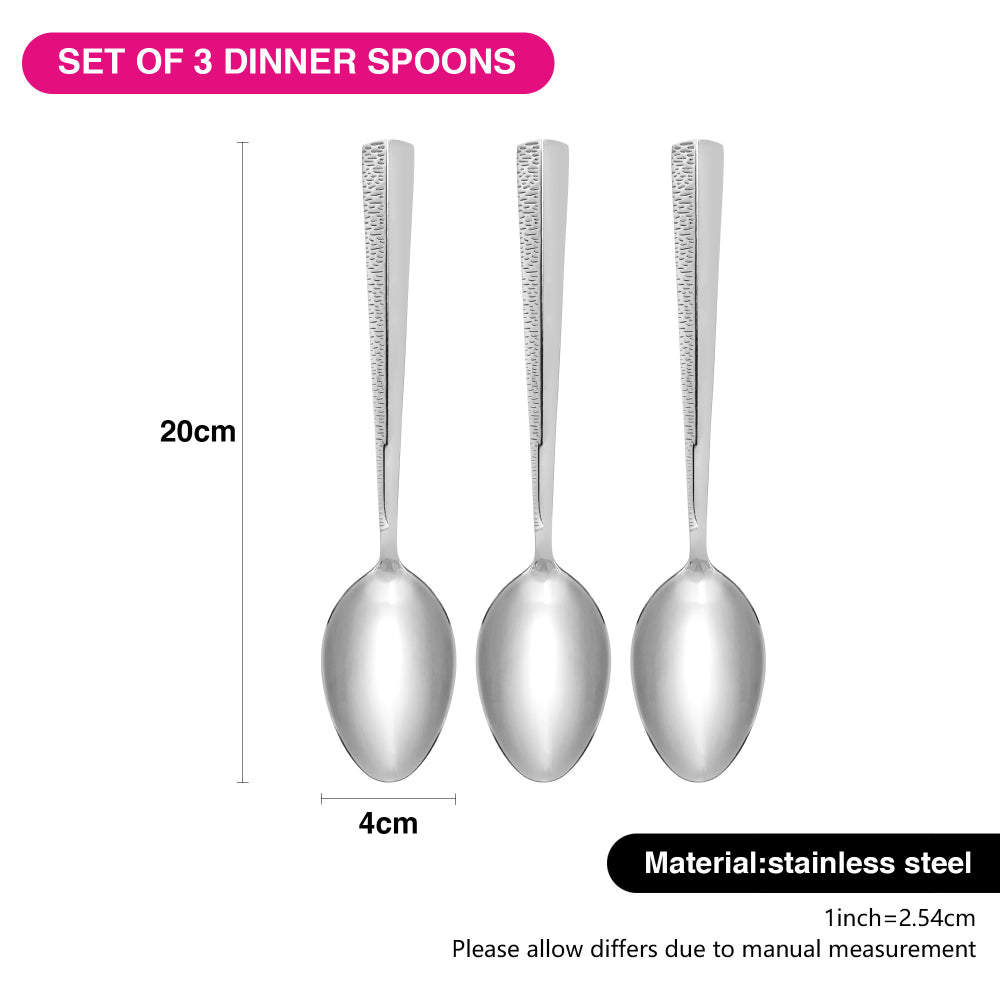 Fissman 3-Piece Dinner Spoon 20cm, Stainless Steel Cutlery Set Flor Series