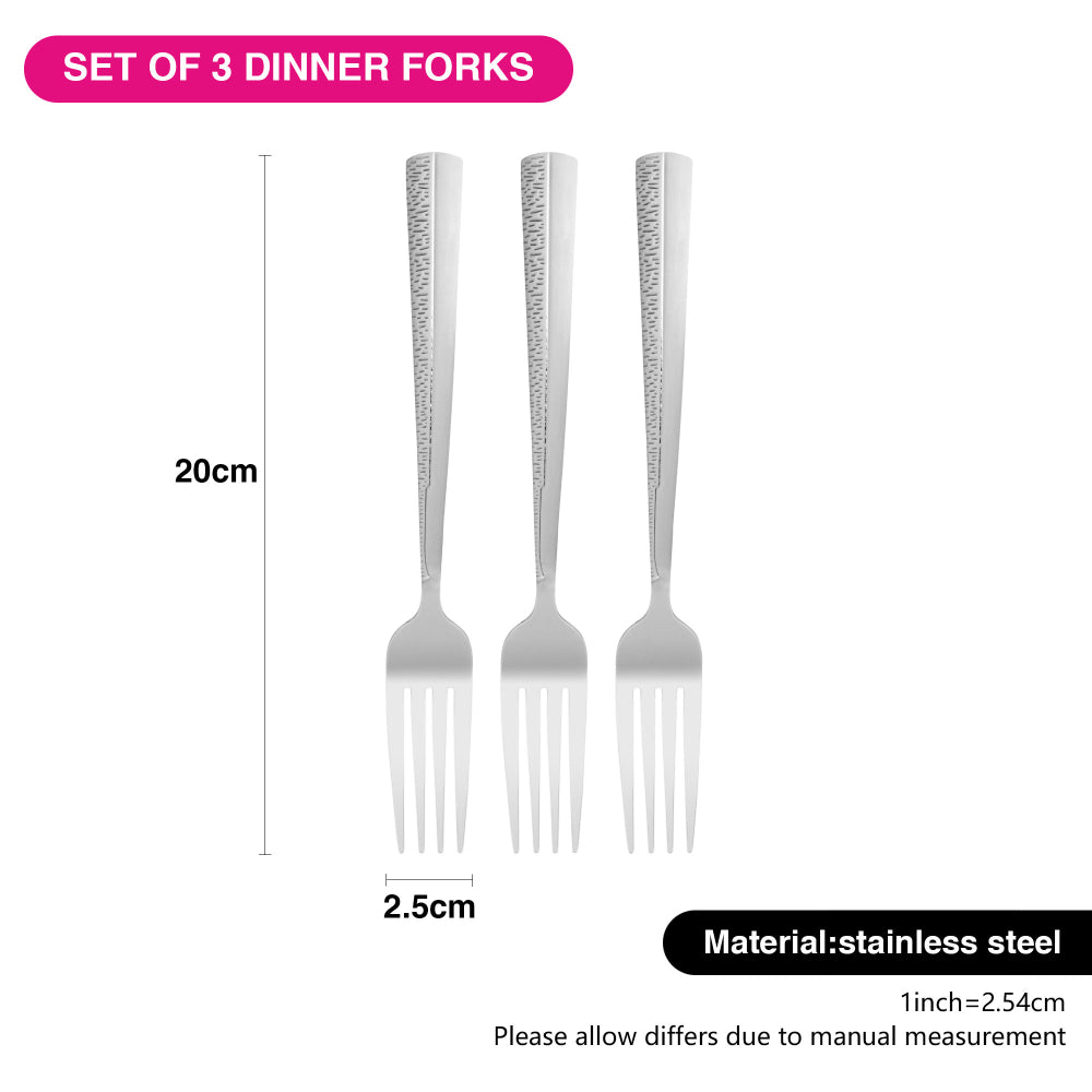 Fissman 3-Piece Dinner Fork 20cm, Stainless Steel Cutlery Set Flor Series