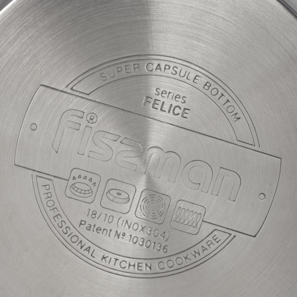 Fissman Saucepan 1000mL with Measuring Mark, Stainless Steel Saucepan 14x7cm Felice Series