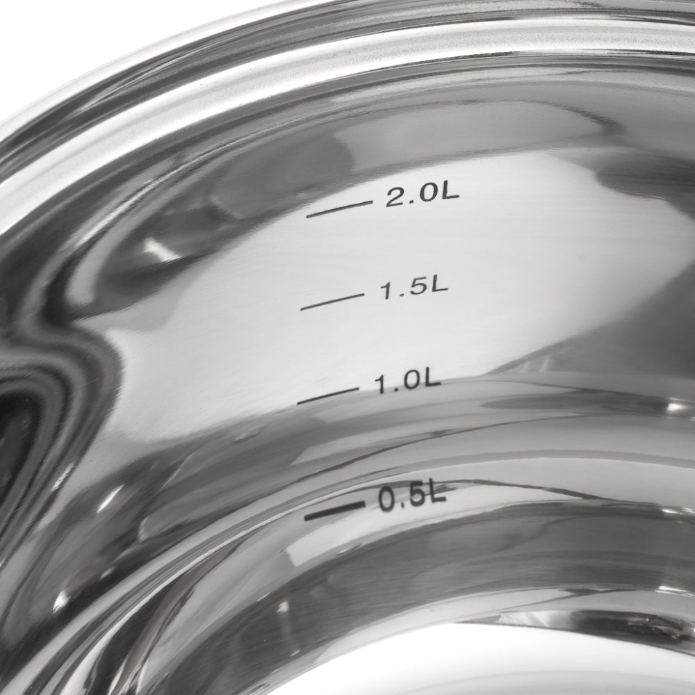 Fissman Stockpot with Glass Lid 16x10.5cm / 2.1 Liter with Measuring Mark, Stainless Steel Stockpot Felina Series