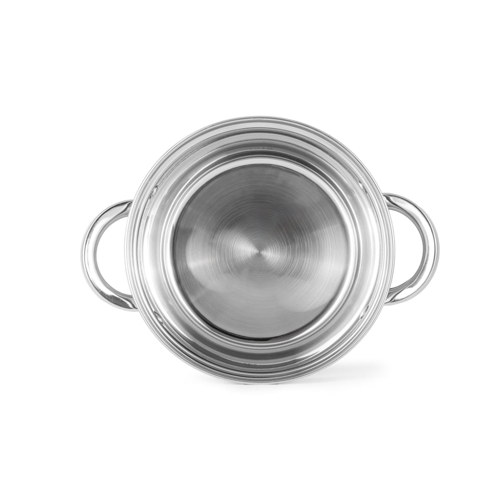 Fissman Stockpot with Glass Lid 16x10.5cm / 2.1 Liter with Measuring Mark, Stainless Steel Stockpot Felina Series