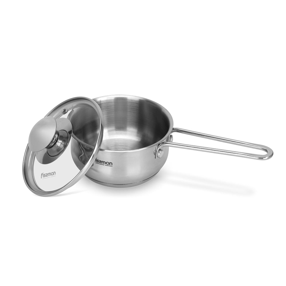 Fissman Saucepan 600mL with Glass Lid, Gulliver Series with Induction Bottom