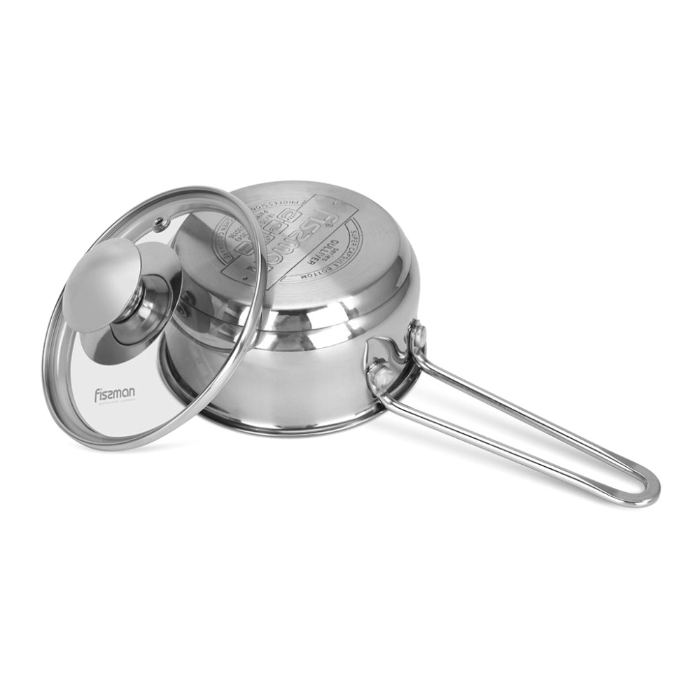 Fissman Saucepan 600mL with Glass Lid, Gulliver Series with Induction Bottom