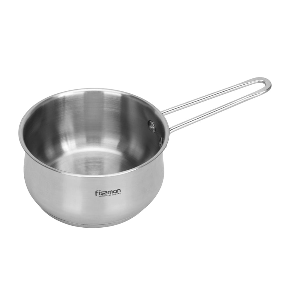 Fissman Saucepan with Glass Lid 1.1L, Stainless Steel Saucepan 14x7.5cm Gulliver Series