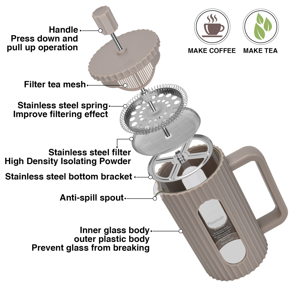 Fissman French Press Coffee Maker 350ml (Borosilicate Glass)