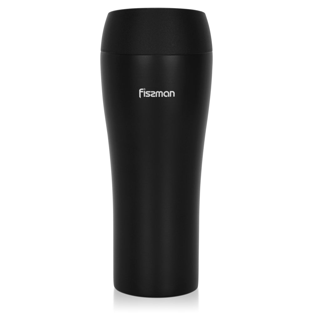 Fissman Double Wall Vacuum Travel Mug 420ml, Black Color Stainless Steel