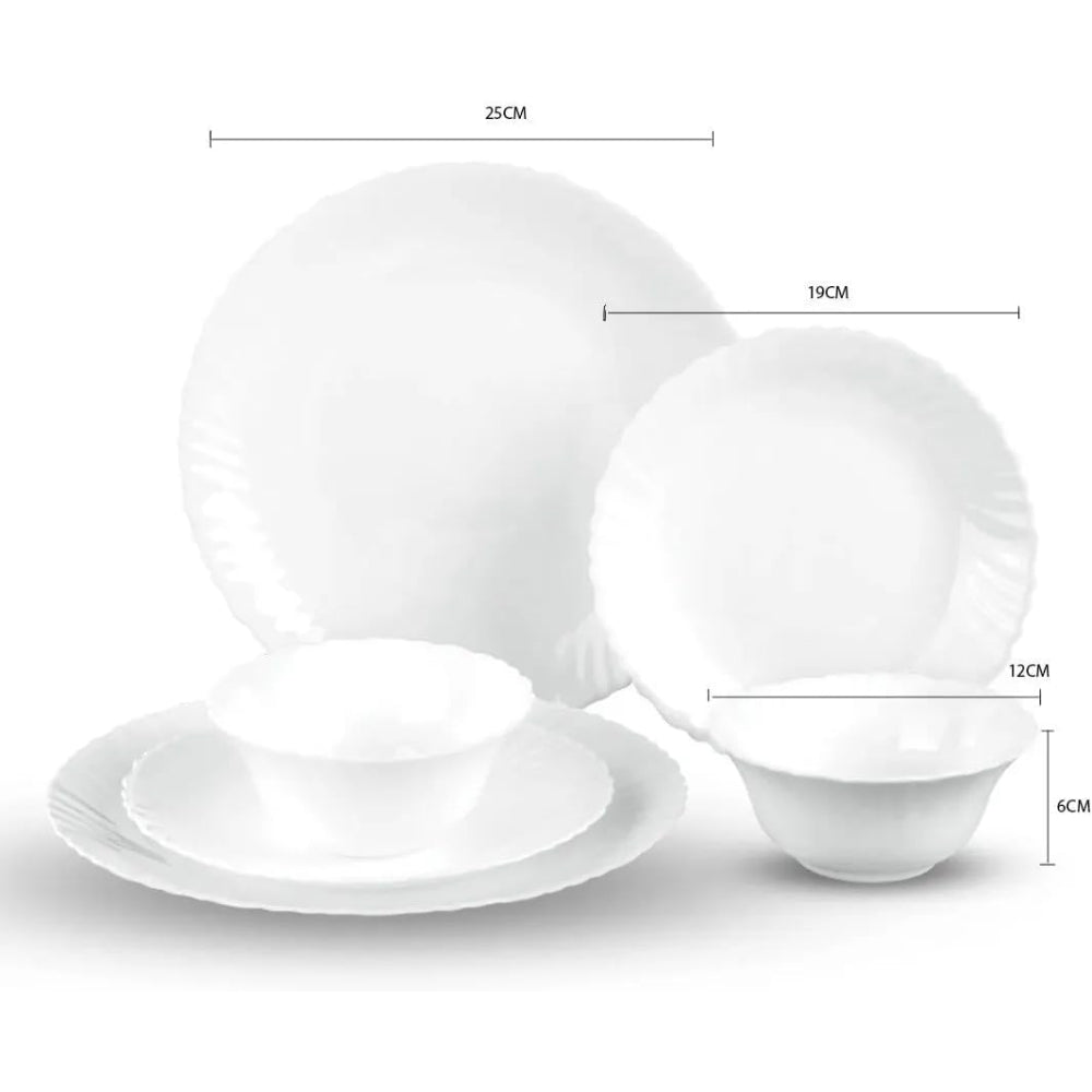 Cuisine Art Opalware Dining Collection Dinnerware- Exquisite White 12-Piece Dinner Set | 10'' Dinner Plate x 4pcs| 7.5'' Dessert Plate x 4pcs |5'' Bowl X 4pcs