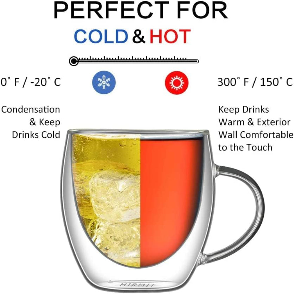 Cusine Art 90Ml Double Wall Glass Cup 4Pcs Set