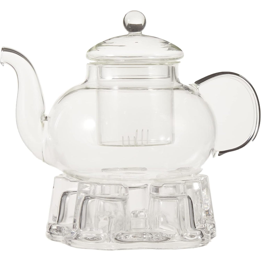 850ML BOROSILICATE GLASS TEA POT WITH GLASS BASE