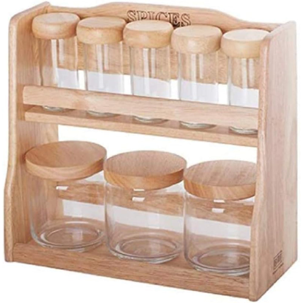 Spice Rack 5 Bottles W/Canister 3pcs Set