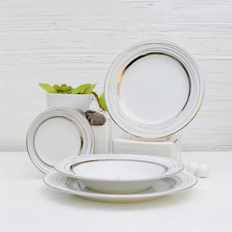 Dankotuwa 24-pc Dinner Set with White Silver Helen