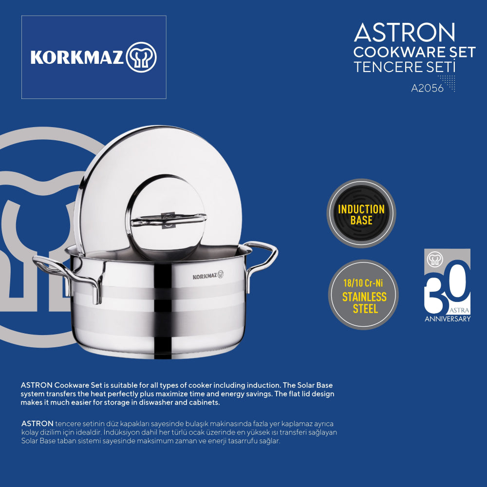 Korkmaz Astron 12 pc Induction Base Pans Set