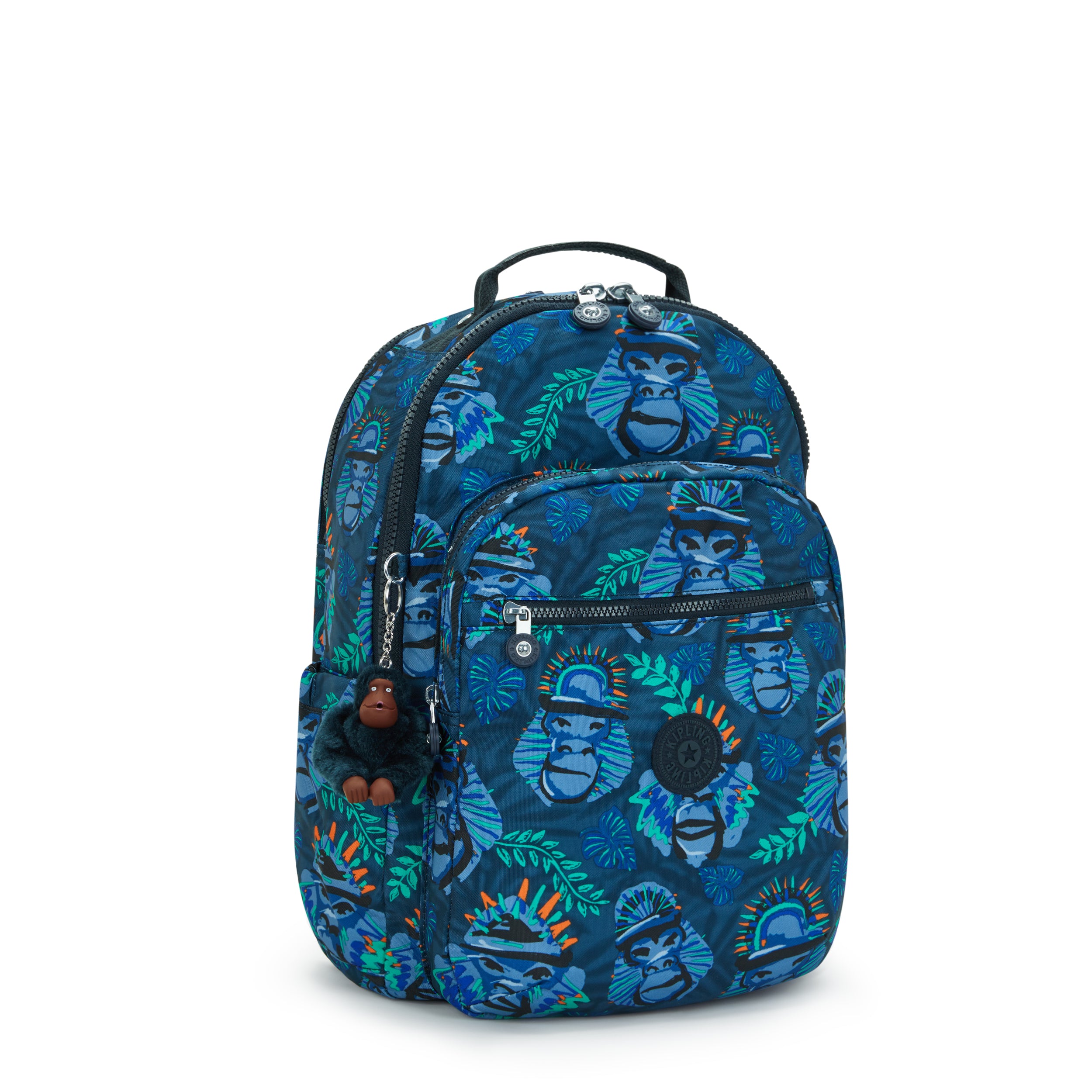 Kipling Seoul Lap Blue Monkey Fun Large Backpack C2I5816 8HJ