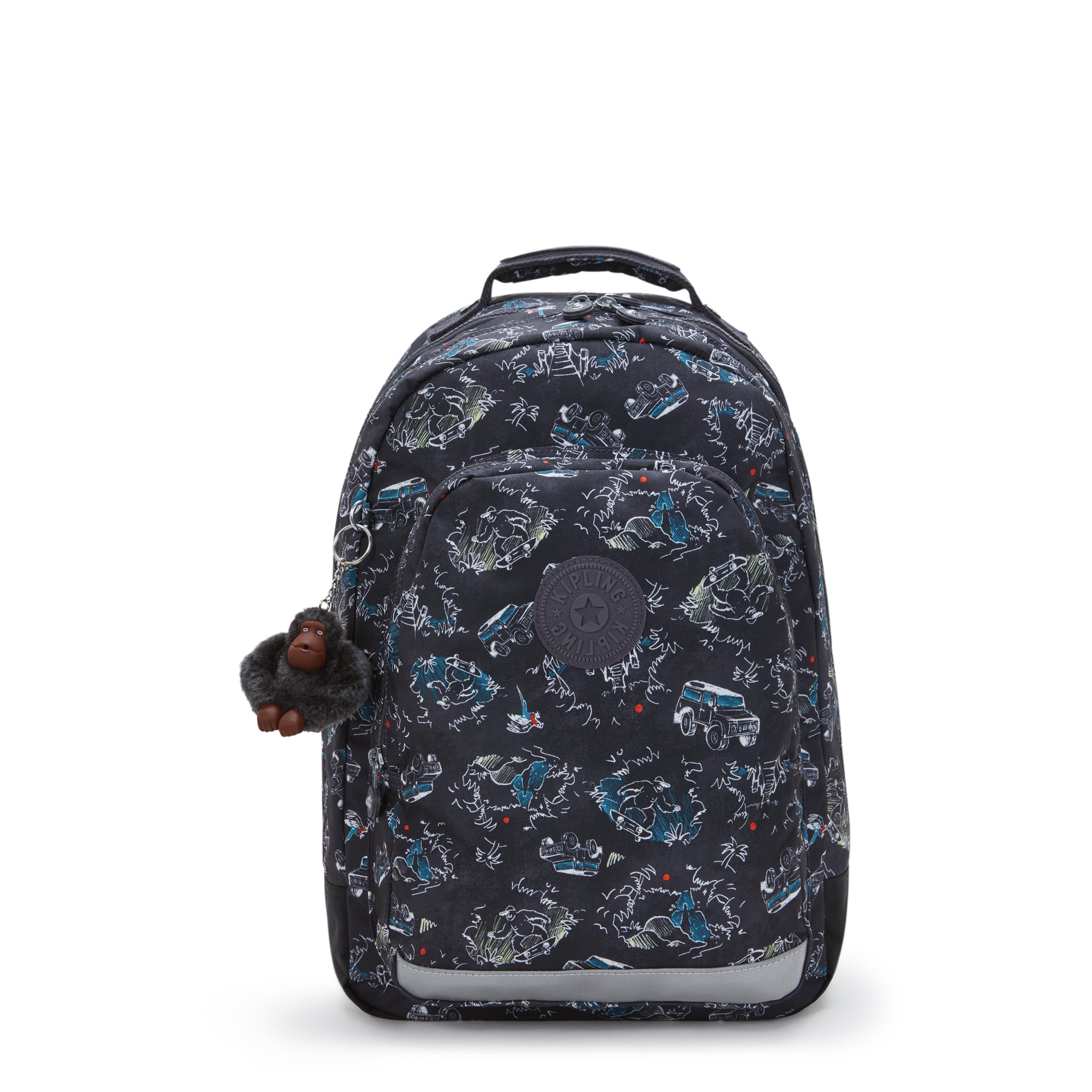 KIPLING-Class Room-Large backpack (with laptop protection)-Jungle Fun Race-I7090-TJ3