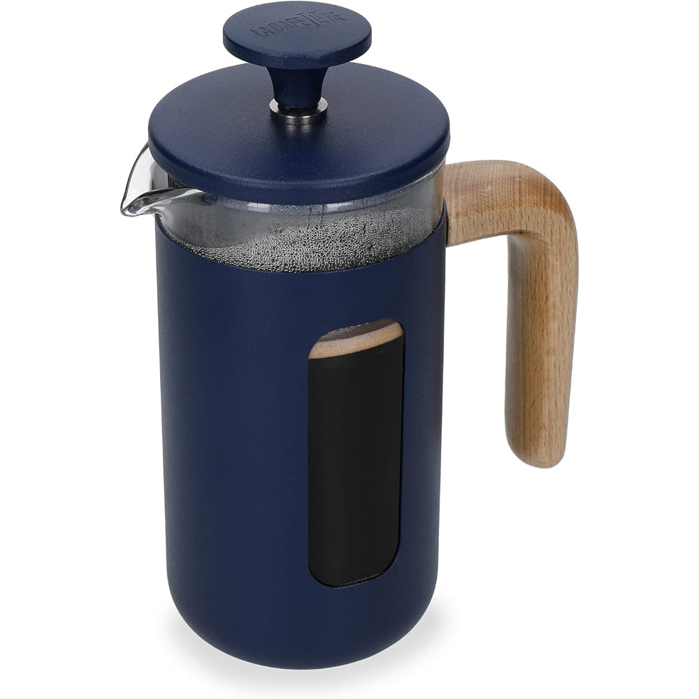 Lc Pisa Cafetiere 3 Cup Navy Wood Handle