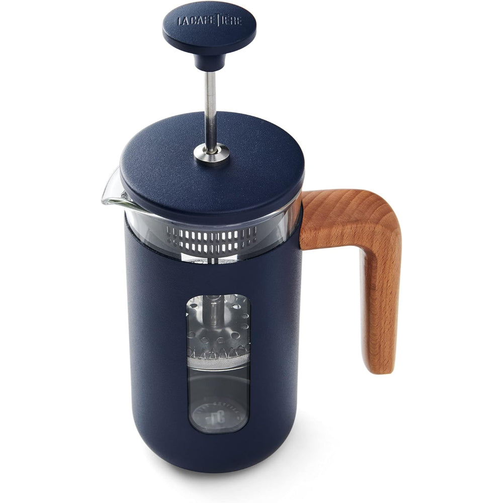 Lc Pisa Cafetiere 3 Cup Navy Wood Handle