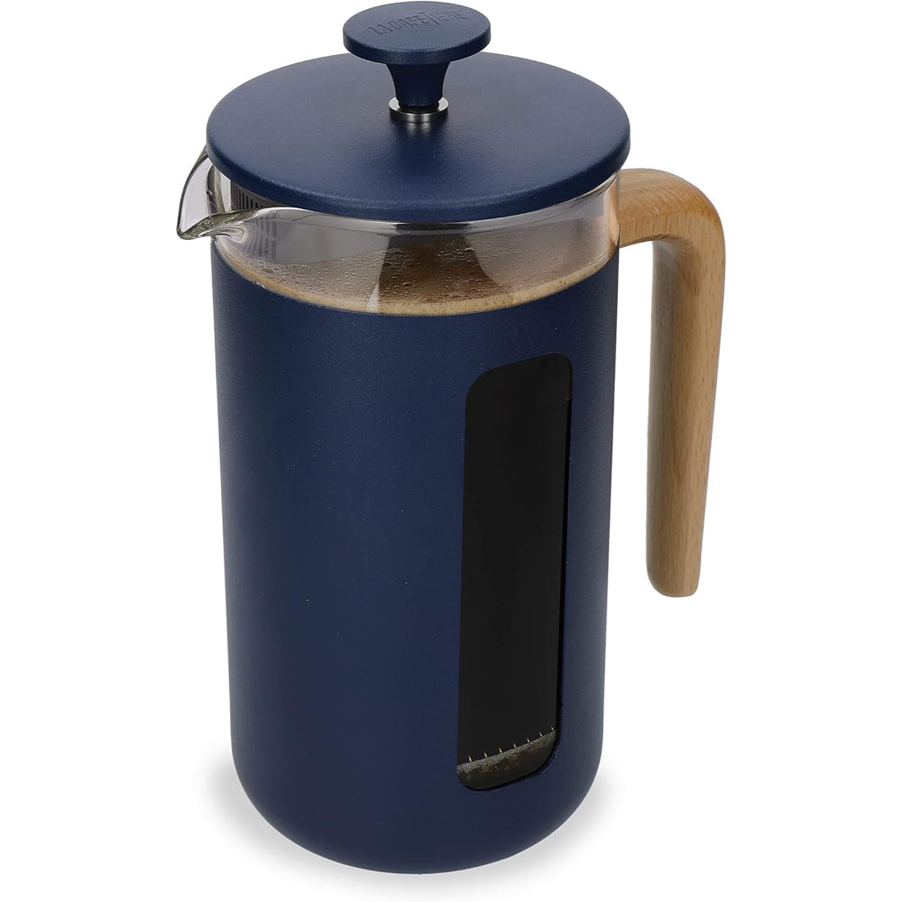 Lc Pisa Cafetiere 8 Cup Navy Wood Handle