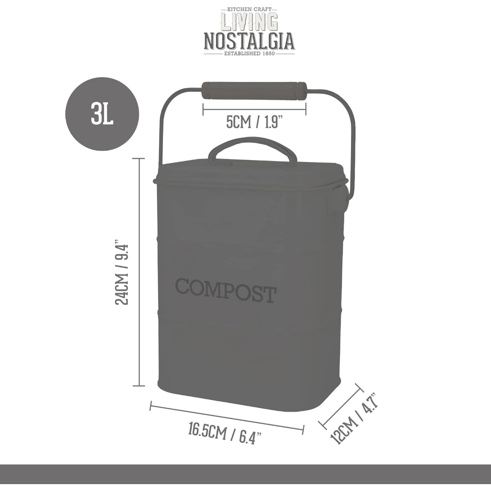 Ln Compost Bin 3 Litre Steel Cream