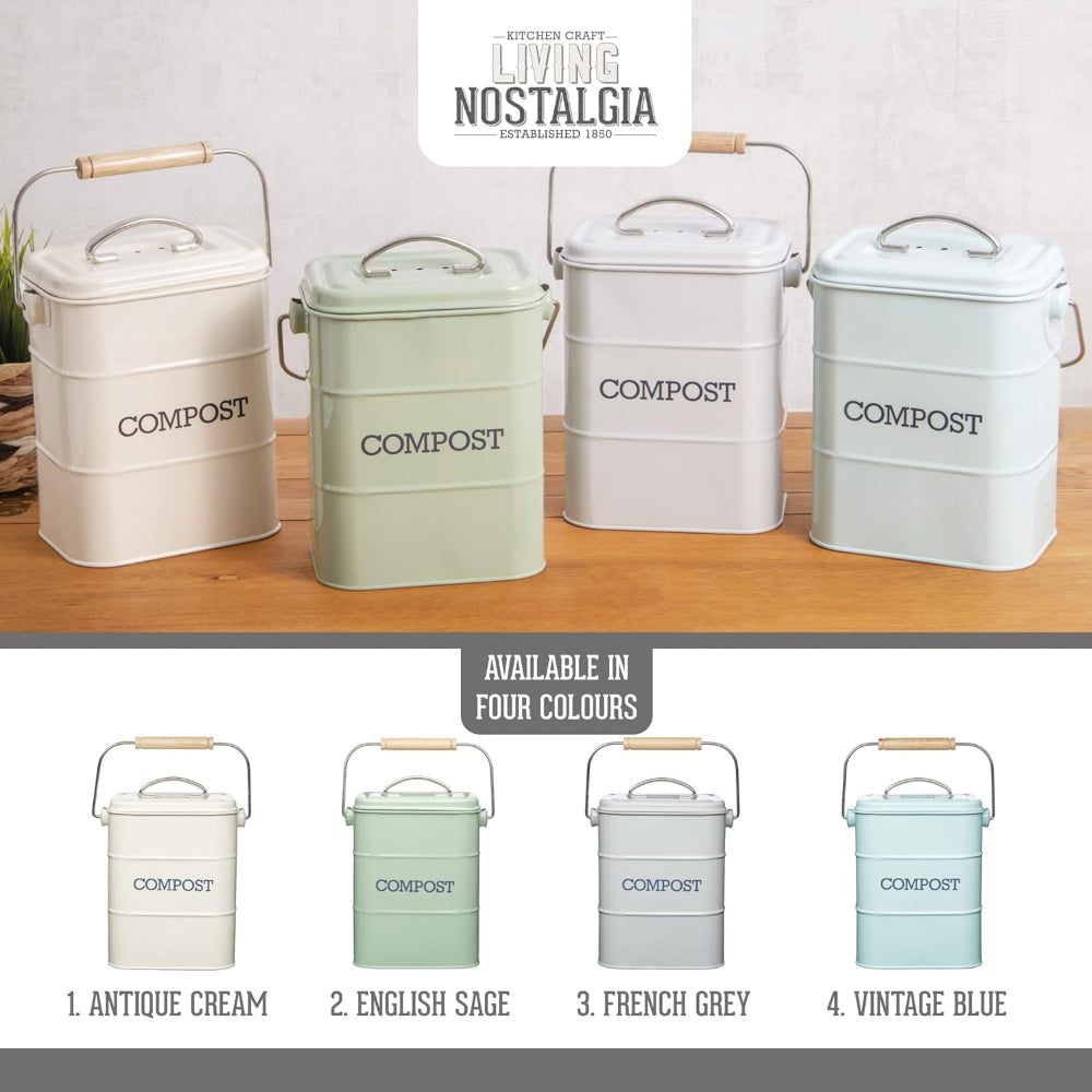 Ln Compost Bin 3 Litre Steel Cream