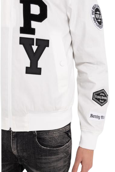 Full Zipper Bomber Jacket With Appliques