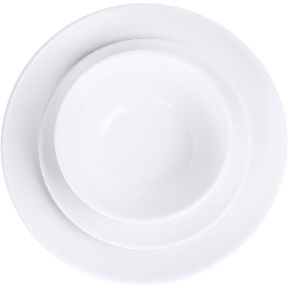 Shallow by Cuisine Art 18-Piece Porcelain Dinnerware Set – Elegant Ceramic Crockery for 6 | Includes 26.8 cm Dinner Plates, 20 cm Side Plates, and 15 cm Bowls, White