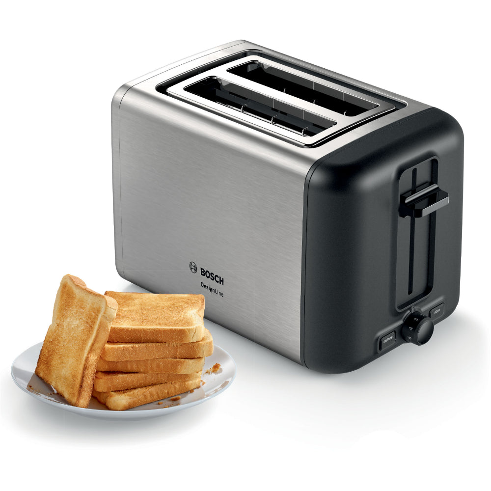 Bosch DesignLine Stainless Steel Toaster, Two Slice - Silver, TAT3P420GB