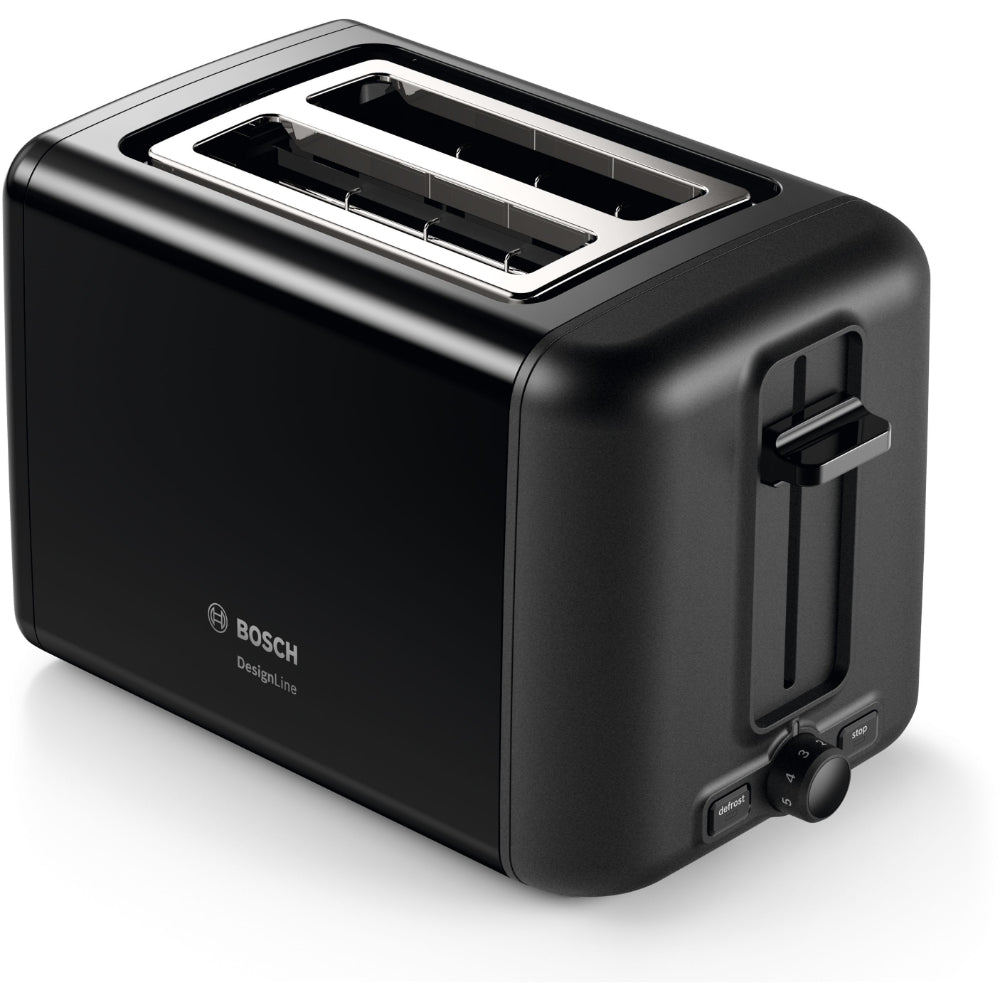 Bosch DesignLine Stainless Steel Toaster, Two Slice - Black, TAT3P423GB