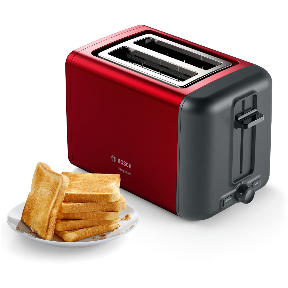 Bosch DesignLine Compact Toaster TAT3P424GB 970W Red