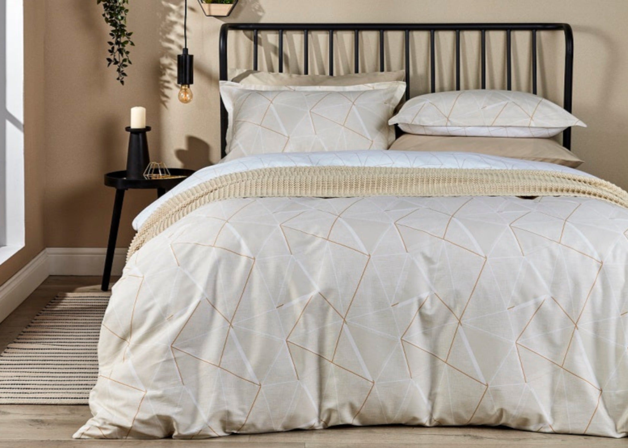 Christy "Triangle" Duvet Cover Sets in Biscuit