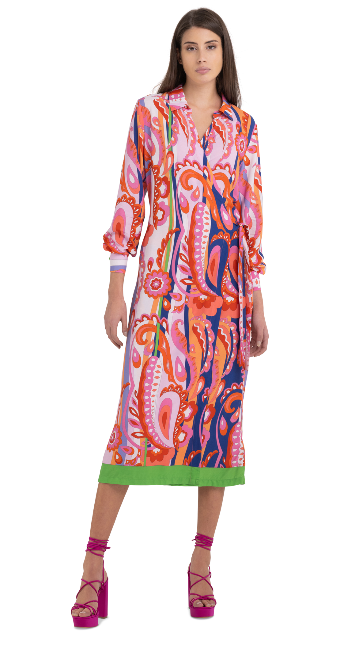 VISCOSE SHIRT-DRESS WITH ALL-OVER PRINT