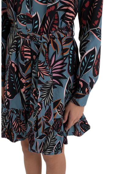 Printed Shirt-Dress With Frill