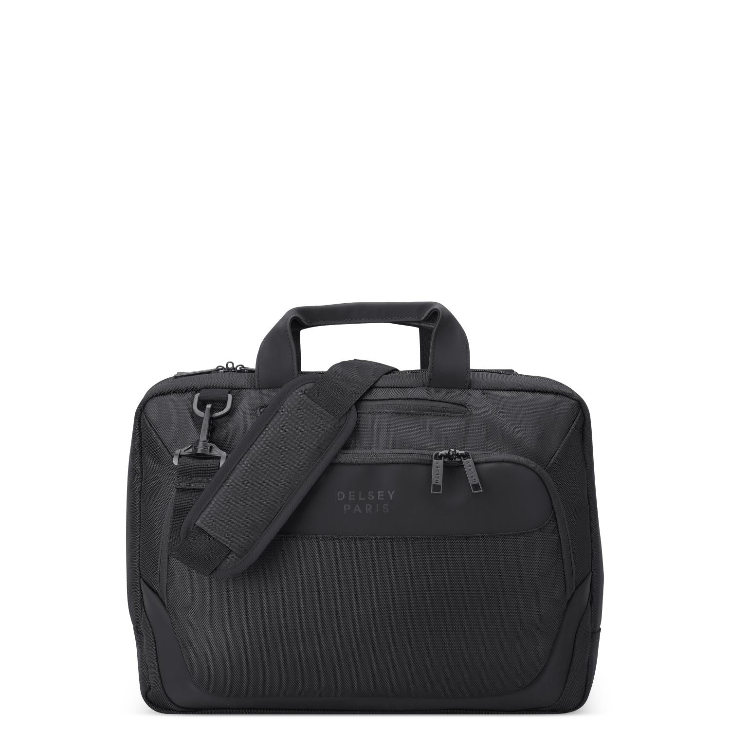 Delsey Parvis Plus 2 Compartment PC Protection Satchel - Black - 00394416100 BLK