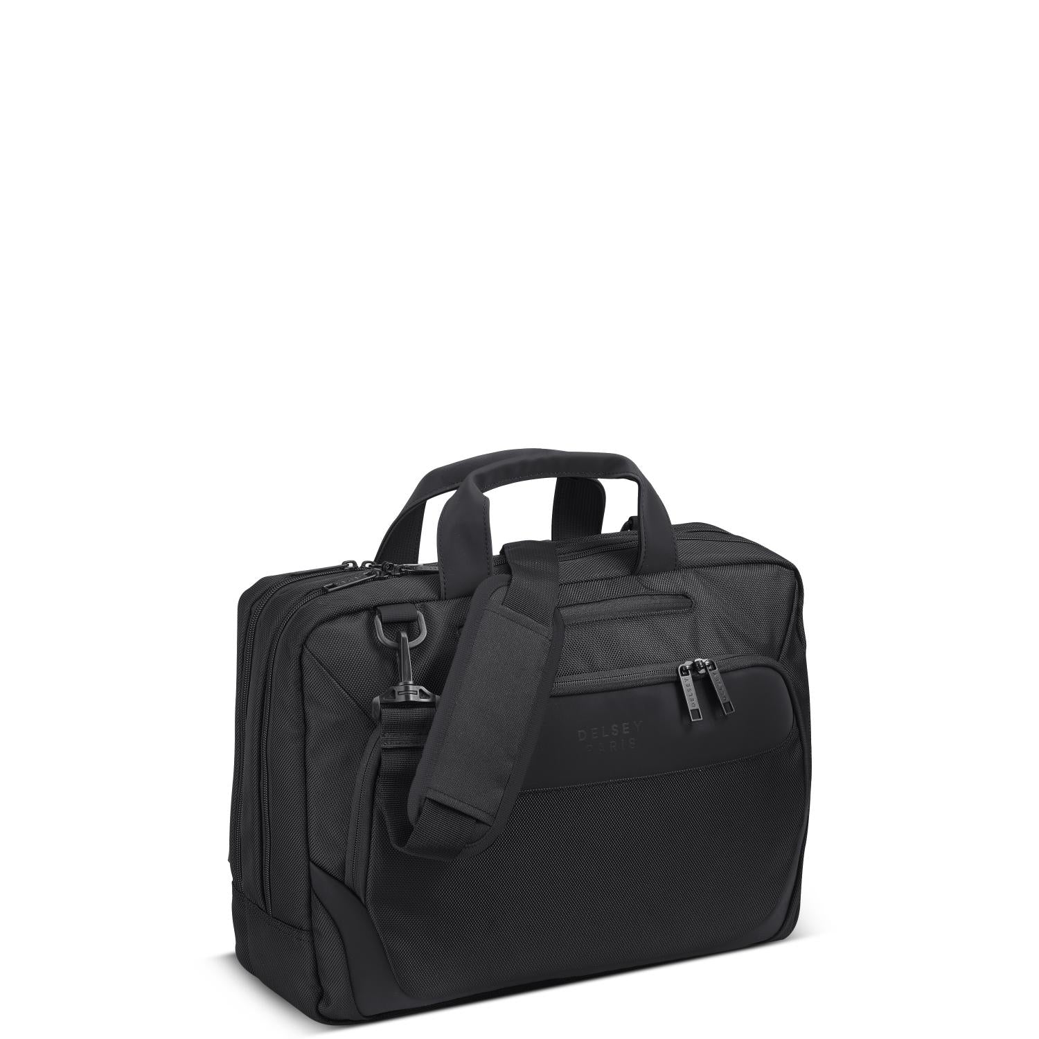 Delsey Parvis Plus 2 Compartment PC Protection Satchel - Black - 00394416100 BLK