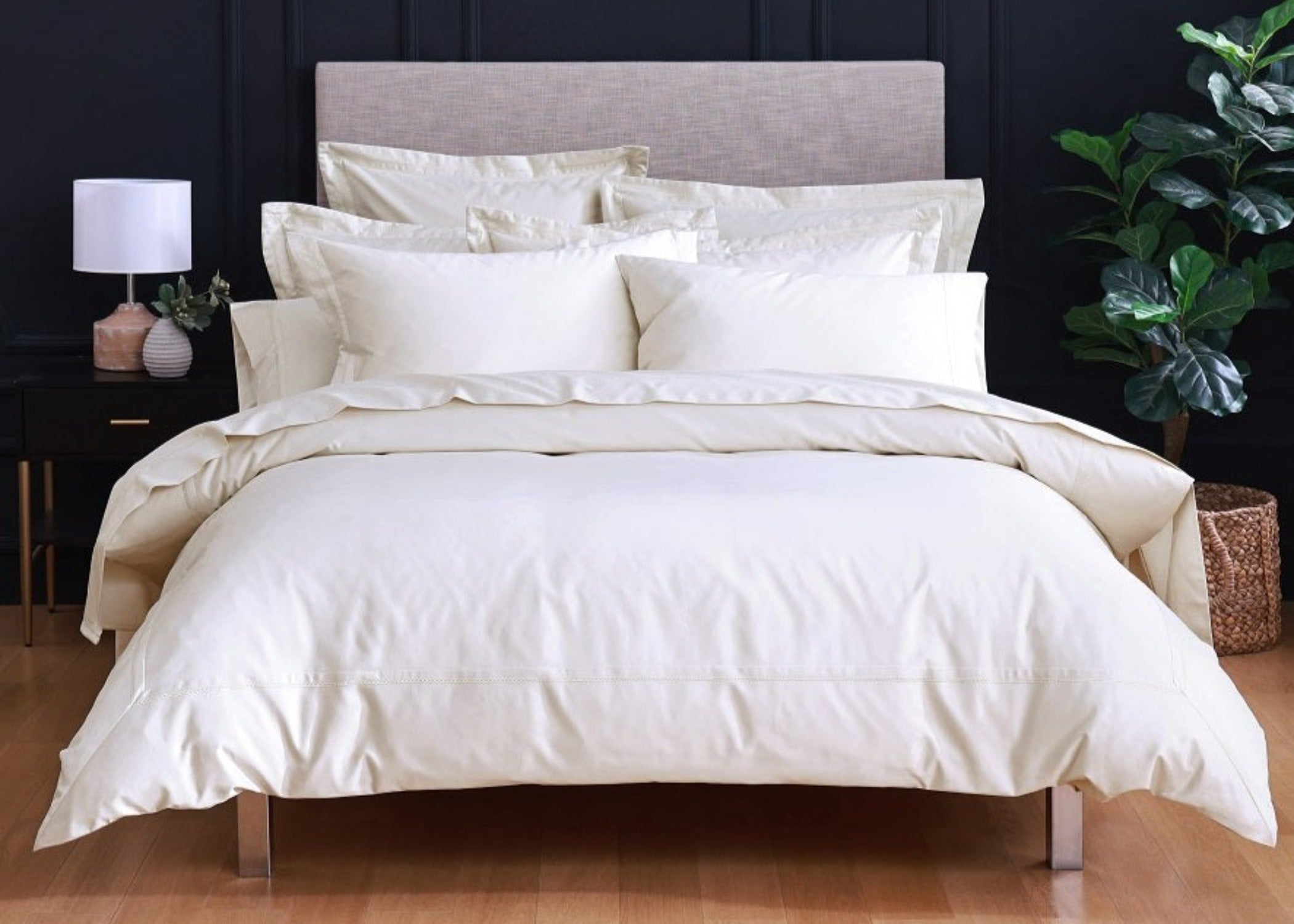 Linen Obsession "LO Opulent Embroidery" 500TC Egyptian Cotton Sateen in Ivory