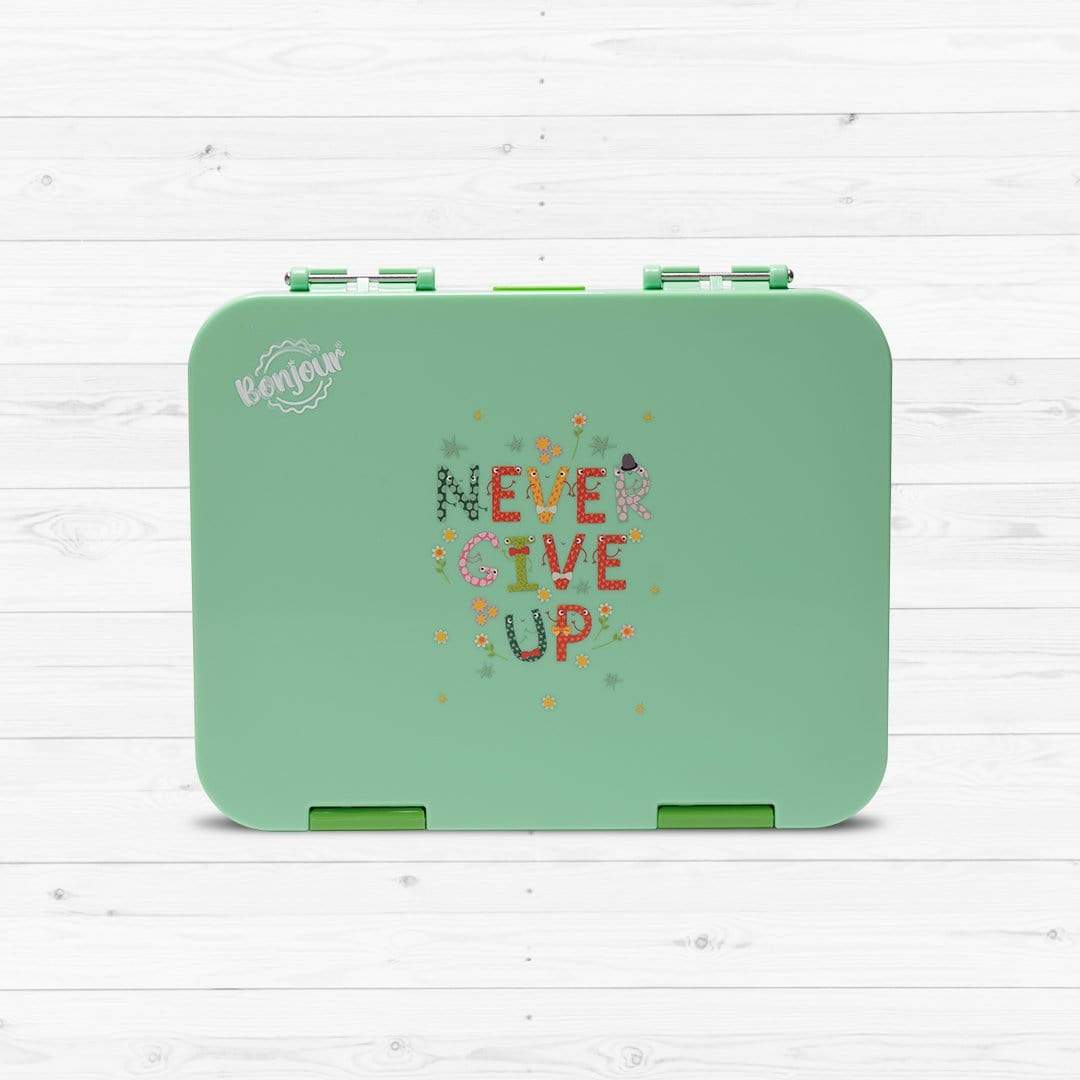 BONJOUR LUNCH BOX GREEN NEVER GIVE UP - 06TIB62