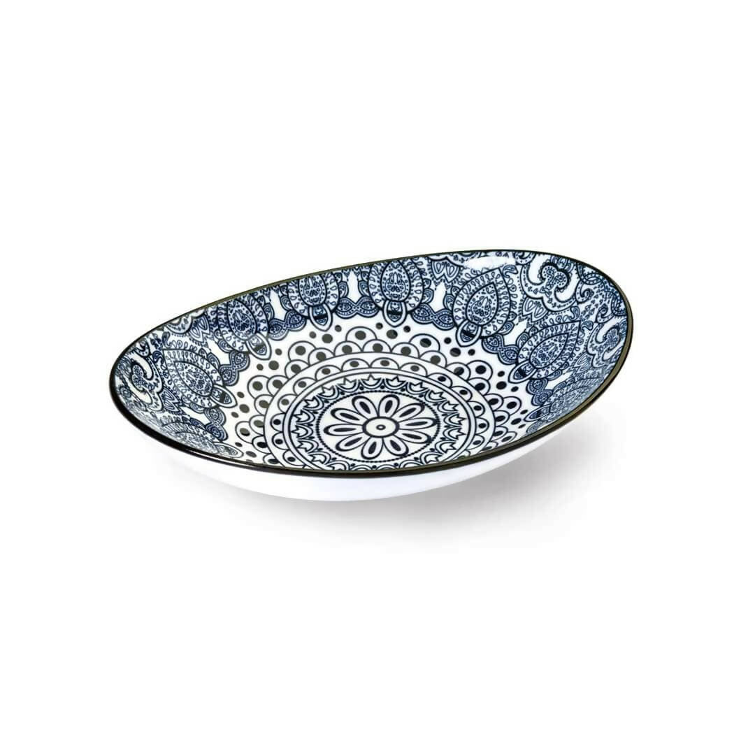 Che Brucia Arabesque Blue Porcelain Oval Bowl