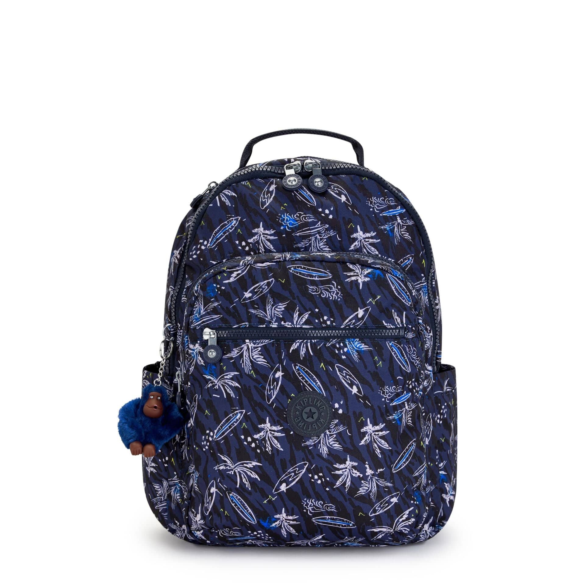 KIPLING-Seoul-Large Backpack with Padded Laptop Compartment-Surf Sea Print-I4851-Y70