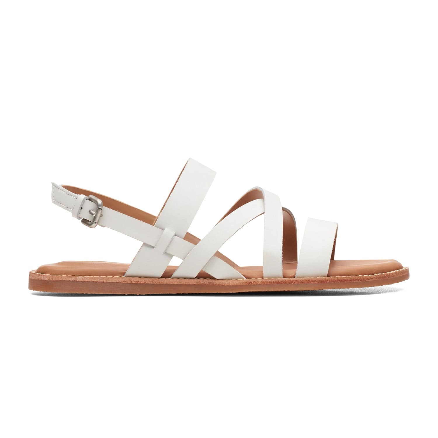 Clarks Karsea Sun Sandals - White Leather - 261660284 - D Width (Standard Fit)