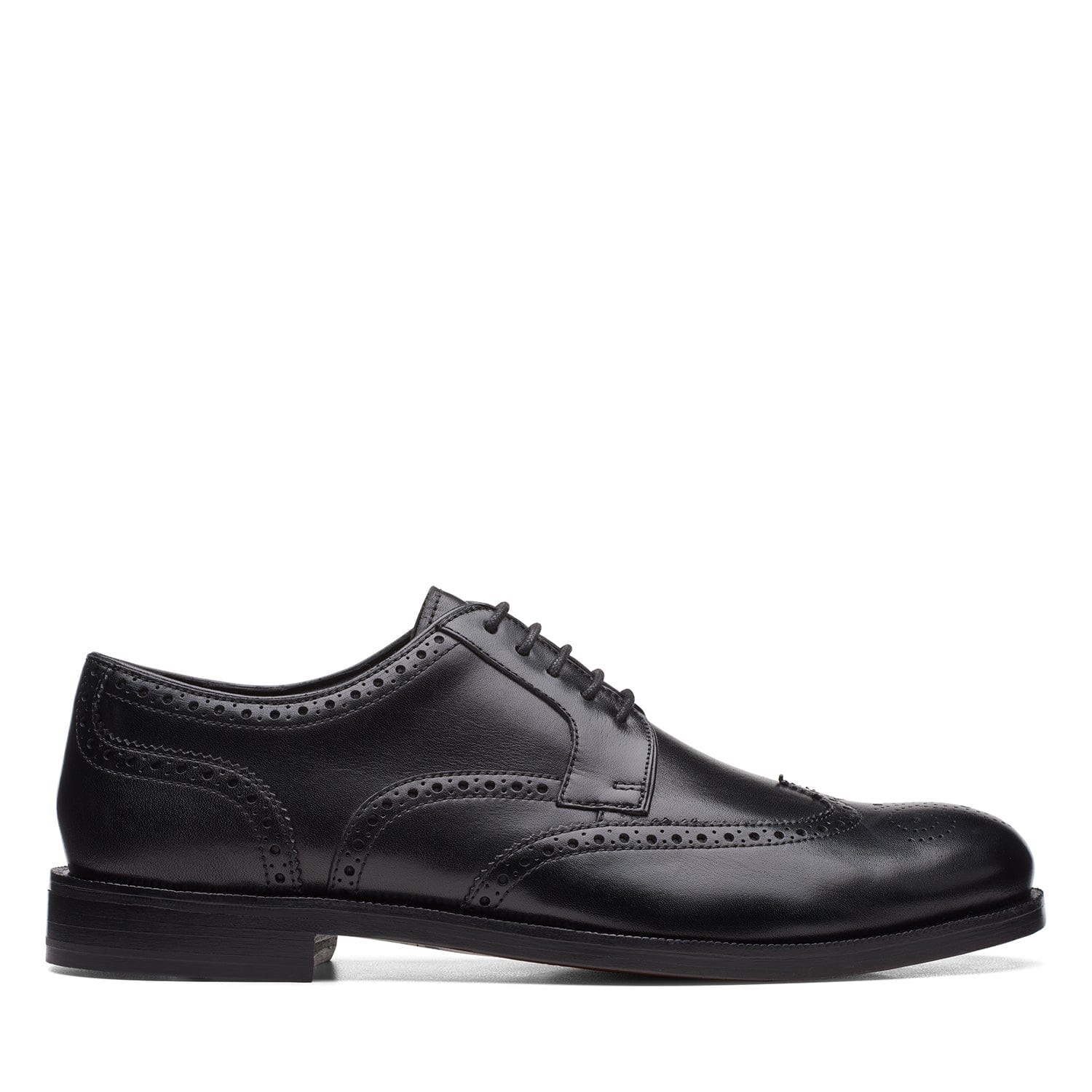 Clarks Craftdean Wing Shoes - Black Leather - 261691837 - G Width (Standard Fit)