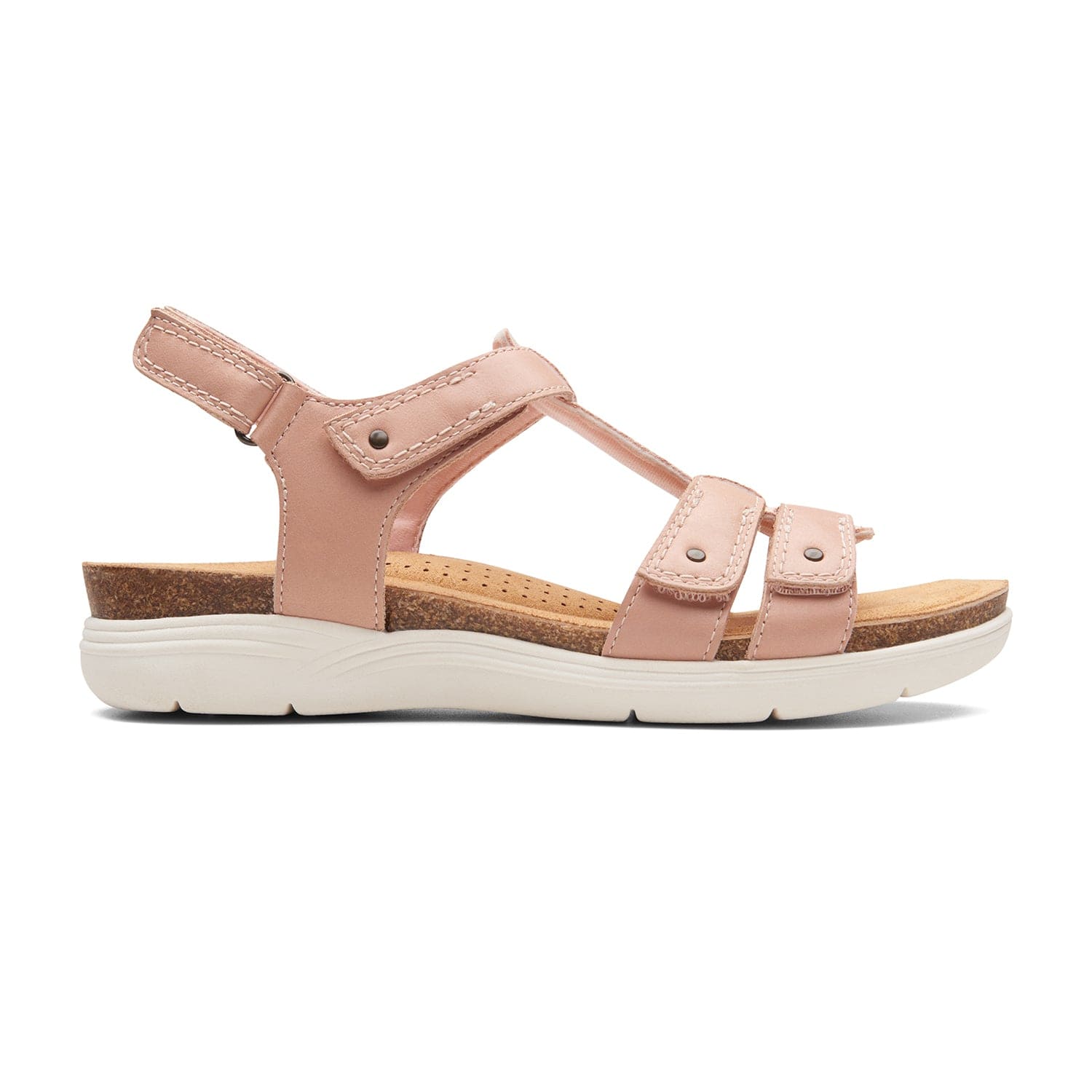 Clarks April Cove Sandals - Blush Leather - 261705135 - E Width (Wide Fit)