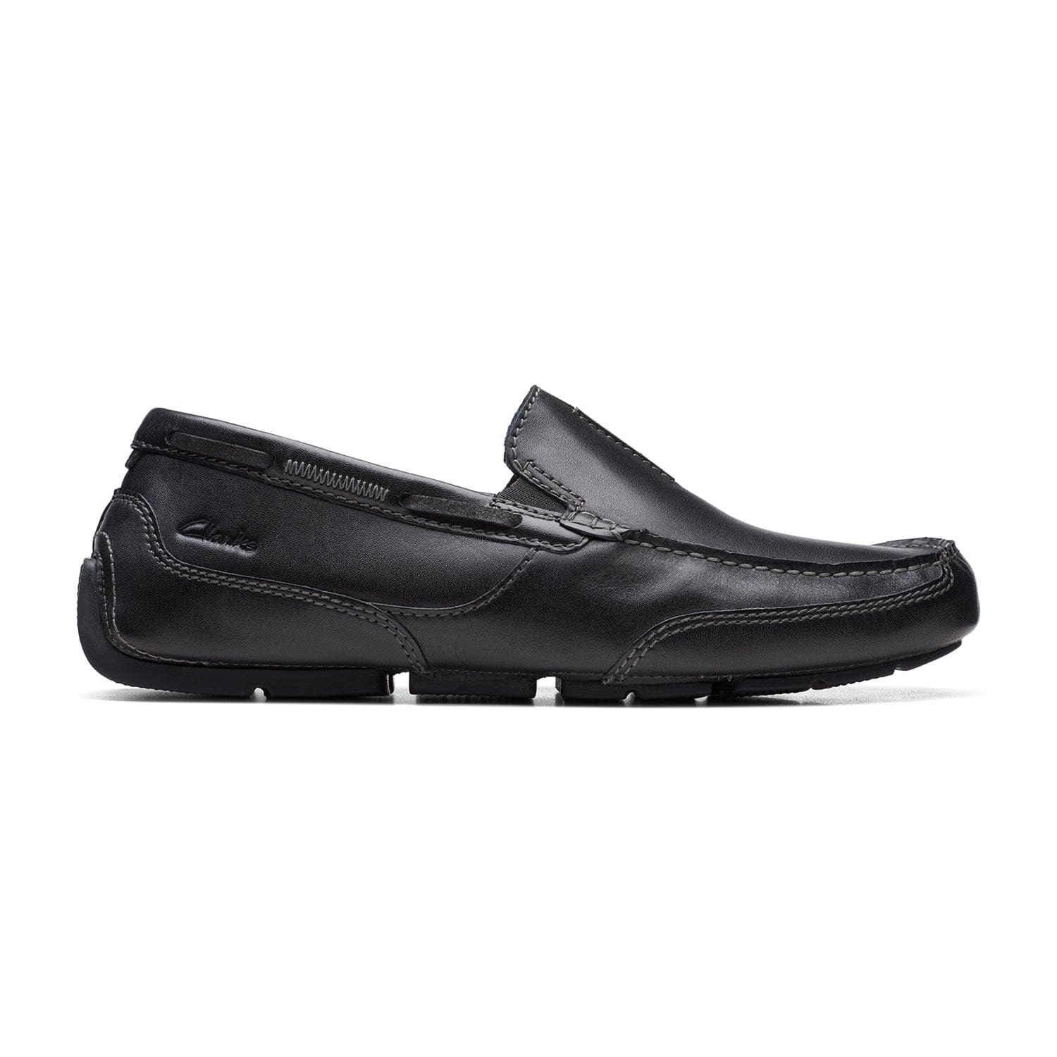 Clarks Markman Seam Shoes - Black Leather - 261715677 G Width (Standard Fit)