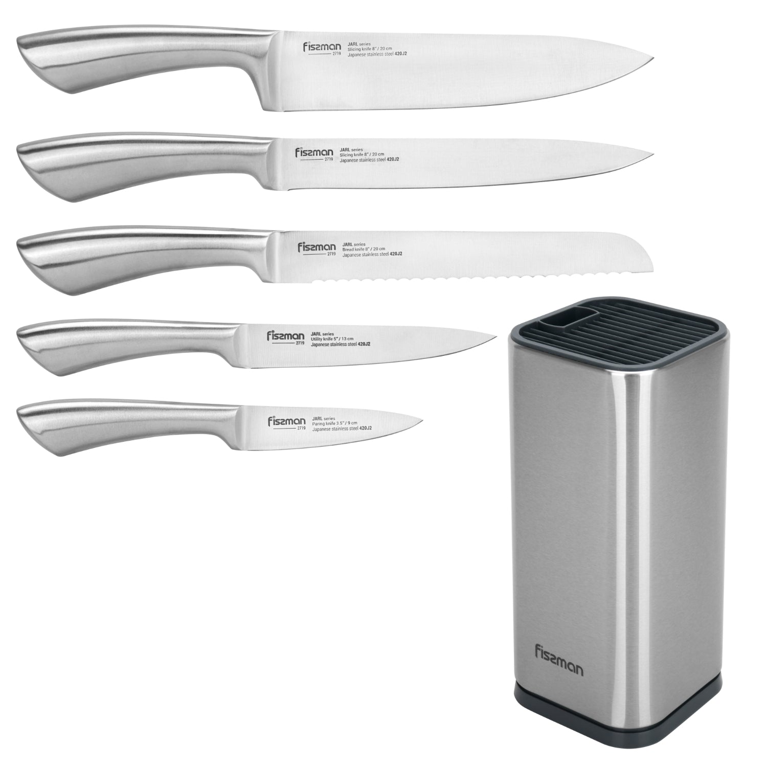 Fissman 6 Piece Knife Set Jarl with Metal Block 420J2 Steel