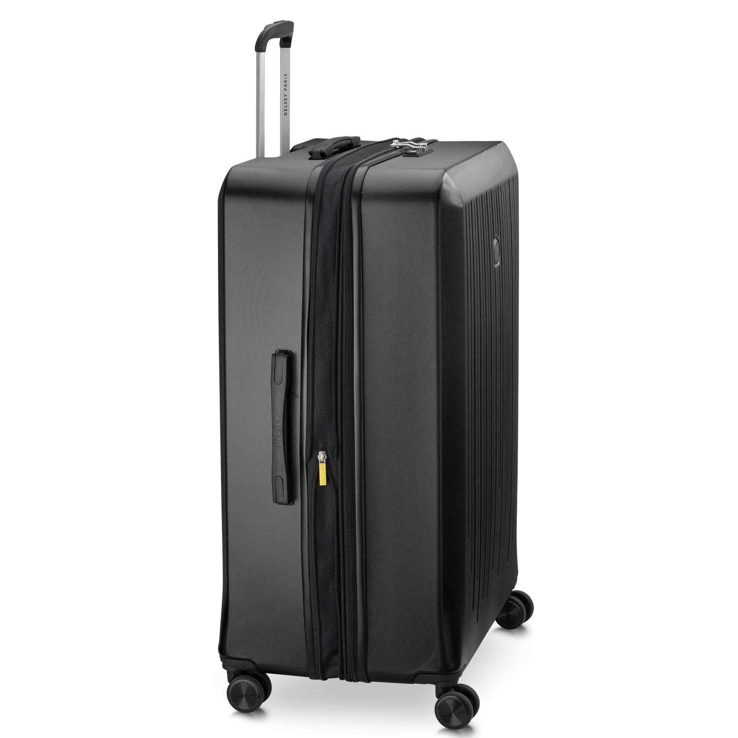 Delsey Christine 2Piece SET 55+82cm Hardcase 4 Double Wheel Expandable Cabin & Check-In Luggage Trolley Set Black