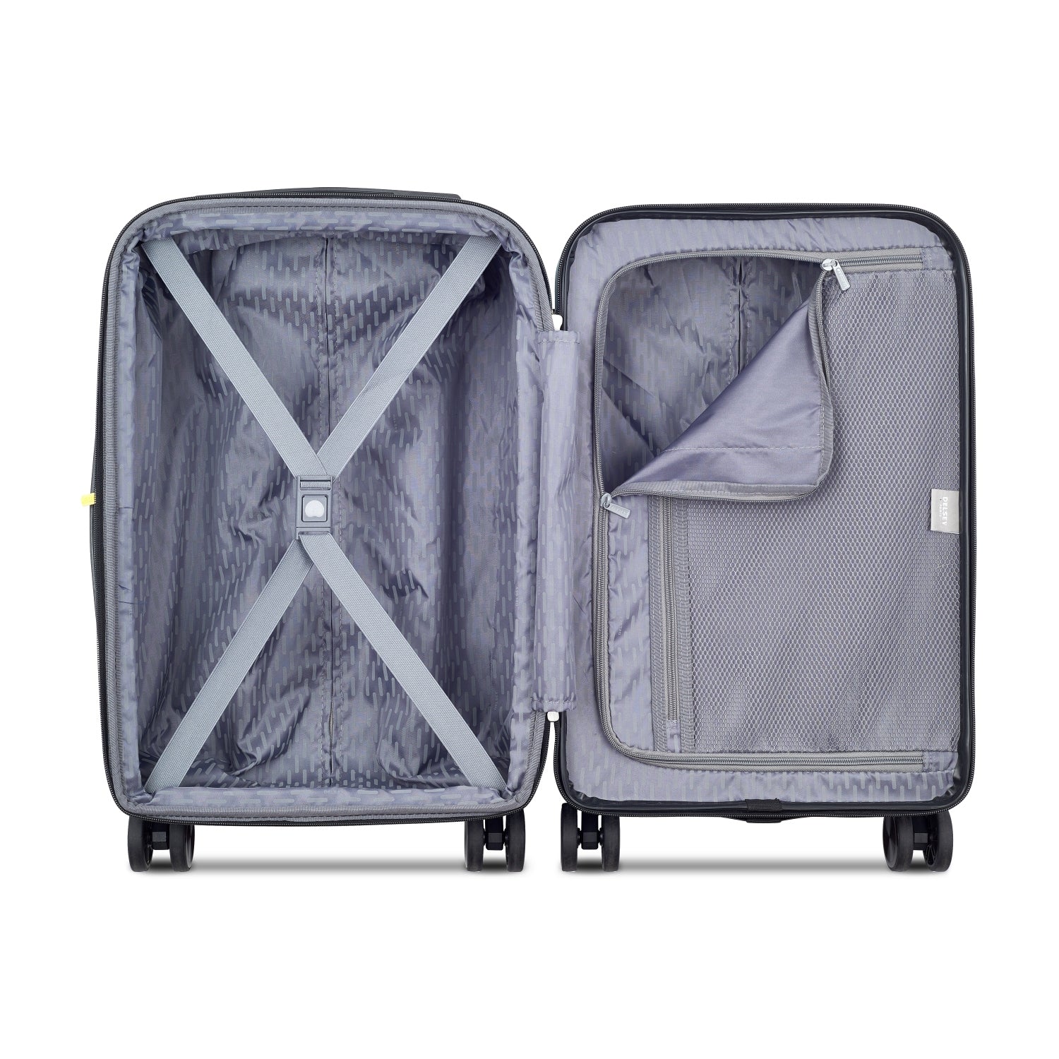 Delsey Christine 2Piece SET 55+82cm Hardcase 4 Double Wheel Expandable Cabin & Check-In Luggage Trolley Set Black