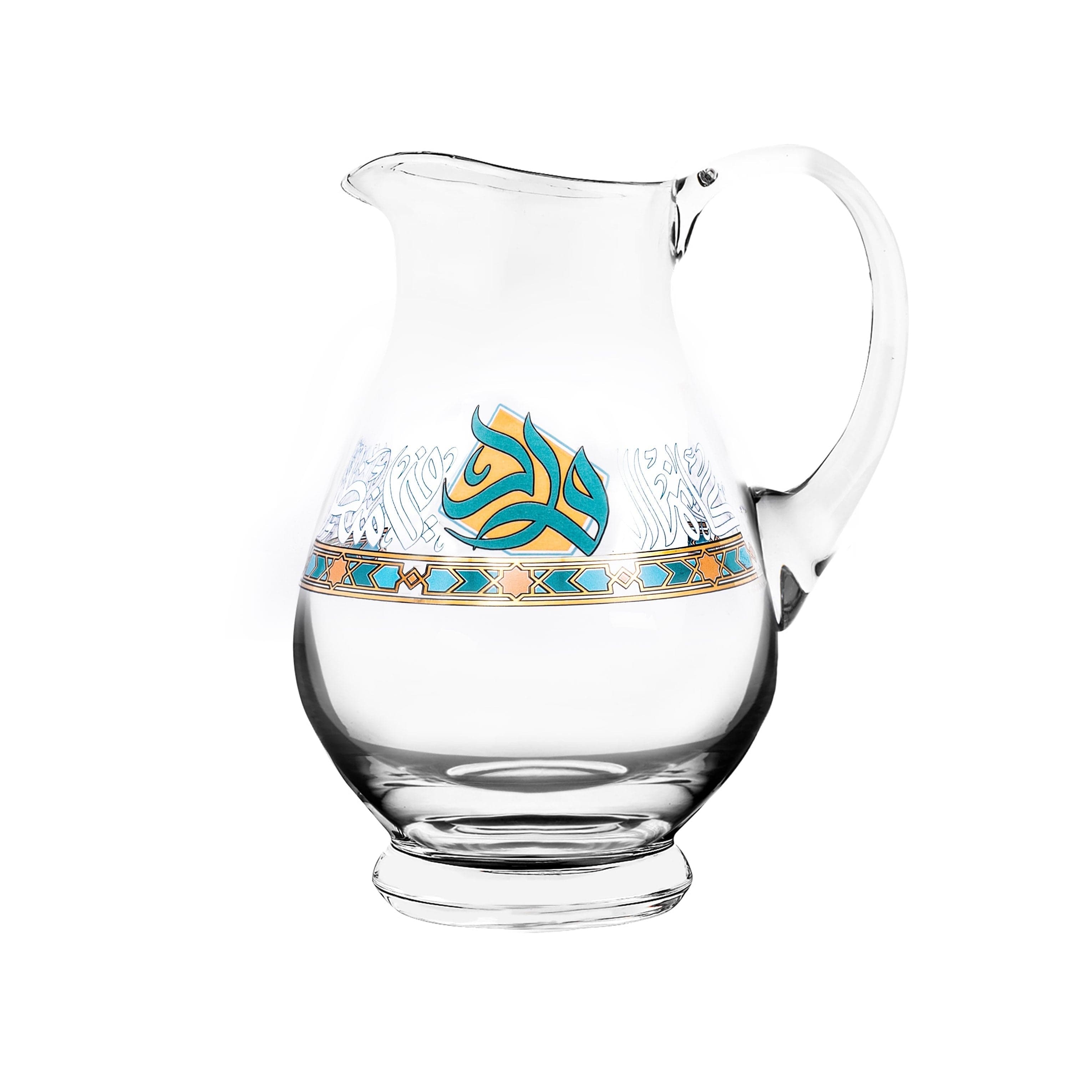 Dimlaj Wurood Crystal Jug with Handle (Gold & Green)