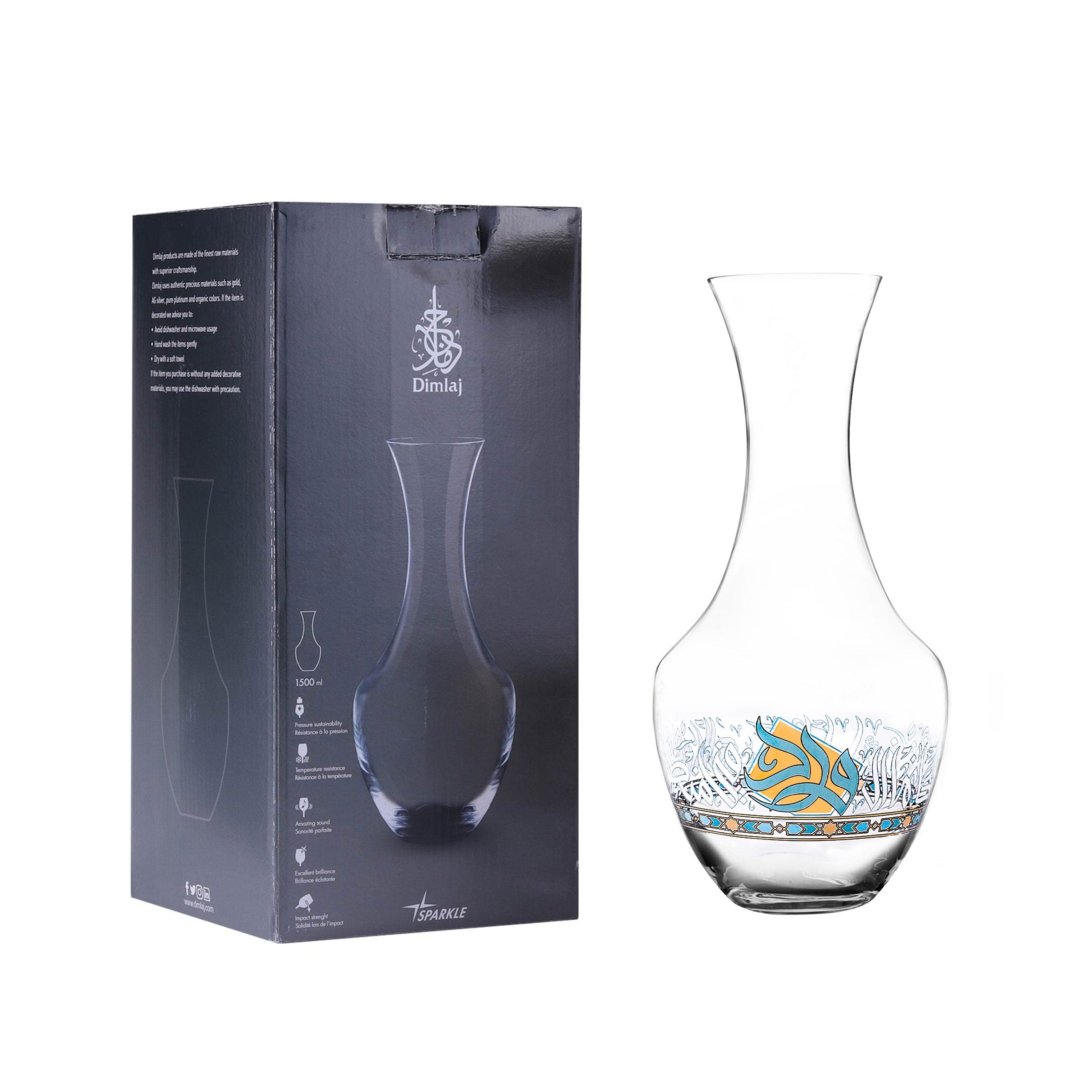 Dimlaj Wurood Crystal Decanter (Gold & Green)