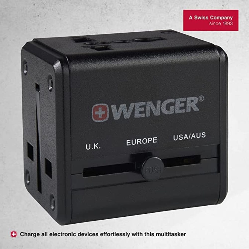 Wenger Travel Adapter With 2 USB Charger Black - 604559