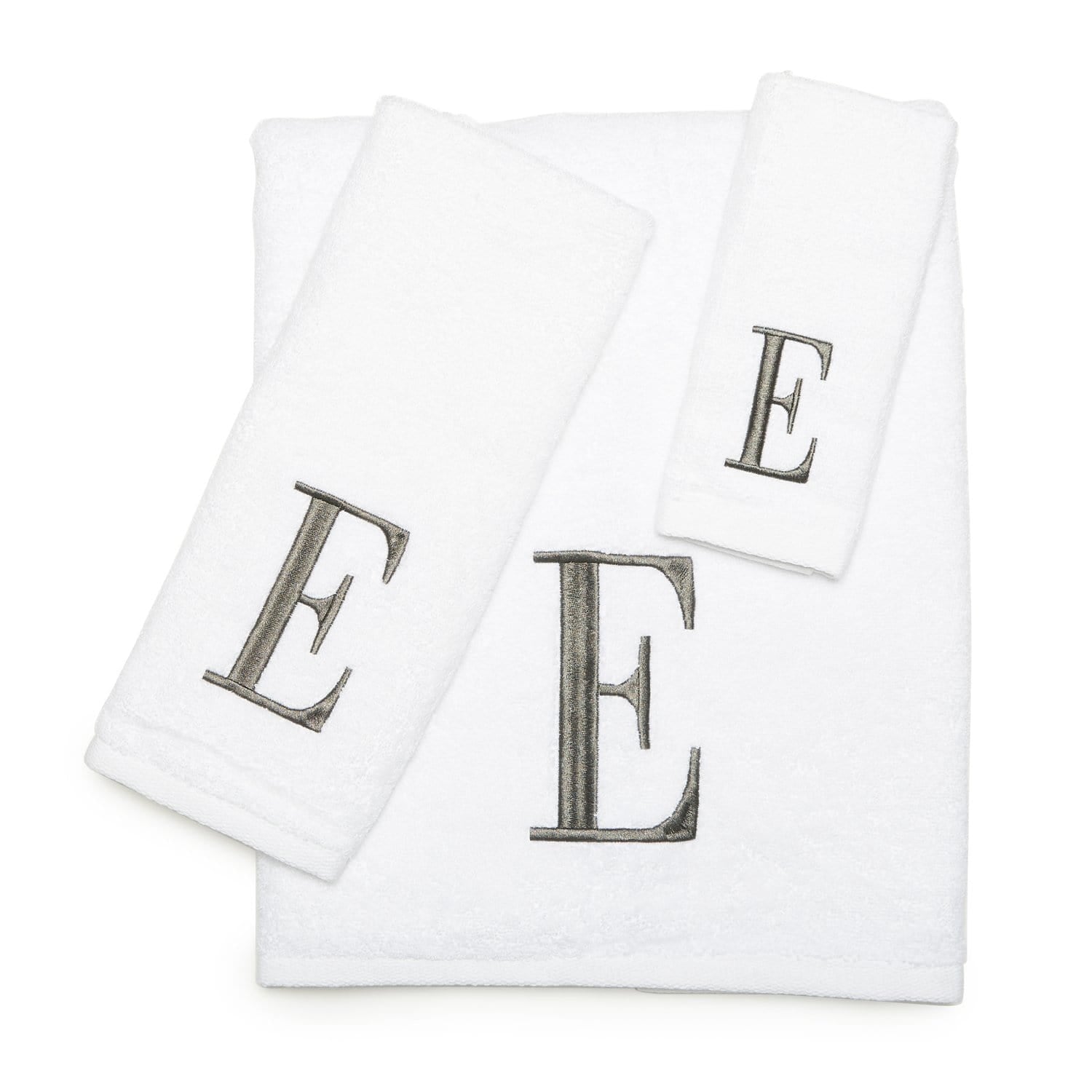 AVANTI MONOGRAM BLOCK LETTER E  - WHITE AND SILVER - 022574E