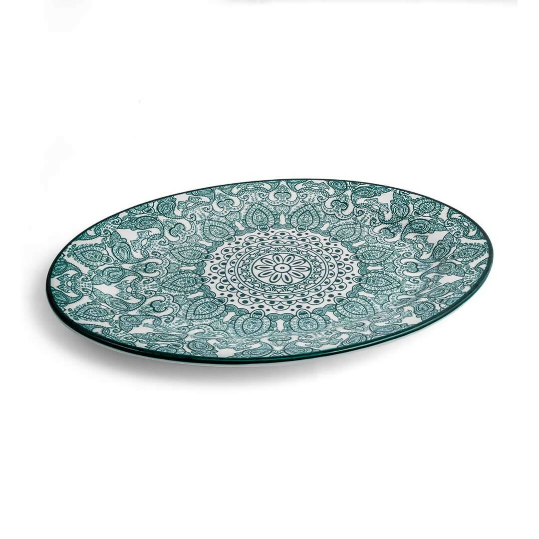 Che Brucia Arabesque Green Porcelain Oval Plate