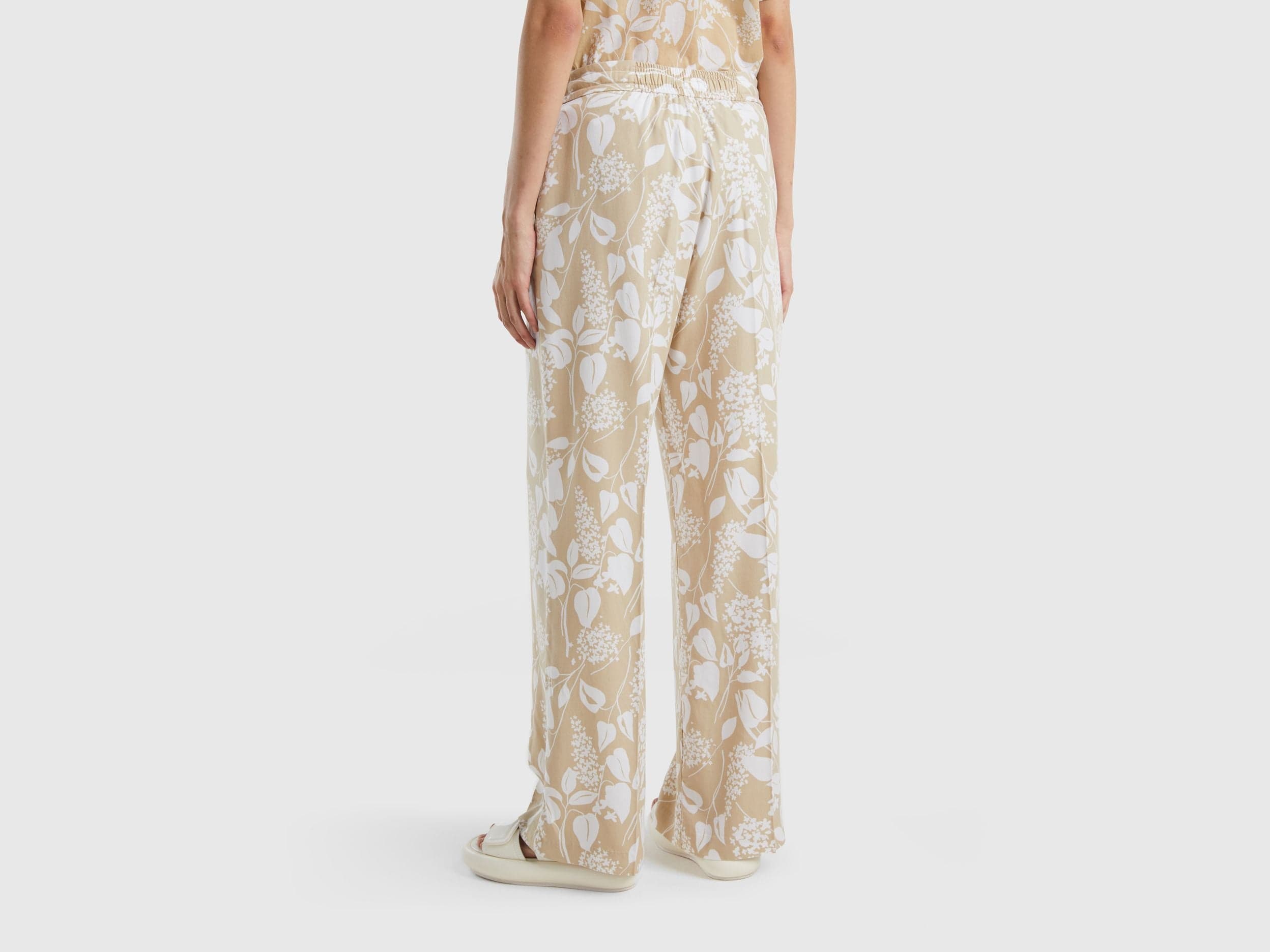 Printed trousers with drawstring